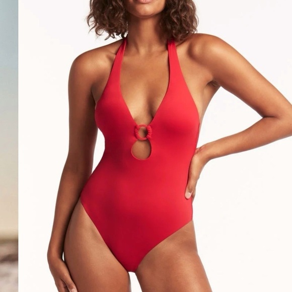 SEA LEVEL Australia Red Keyhole Swimsuit! Retail $138 - Picture 2 of 7